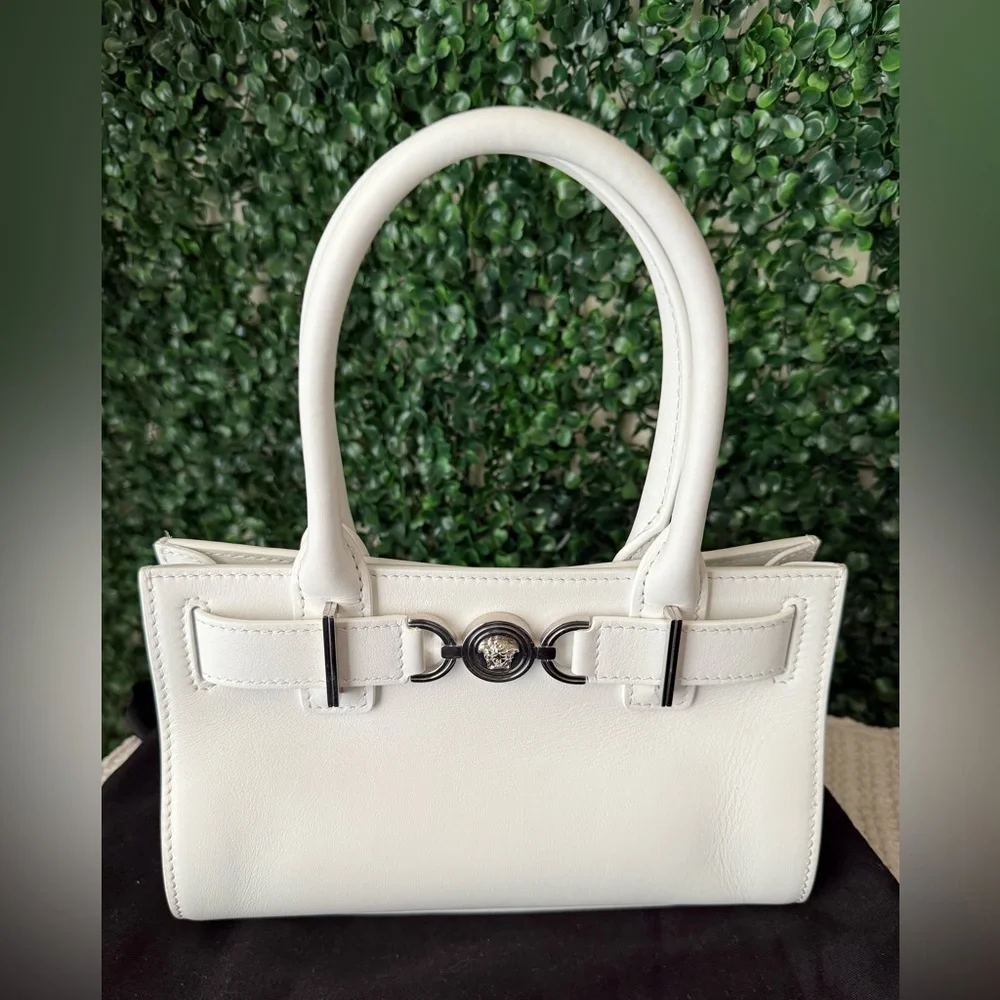 Versace Medusa ‘95 Small Tote White Leather Handbag